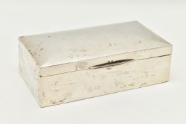 A SILVER CIGARETTE CASE, of a rectangular polished form, wooden interior with divider, hallmarked '