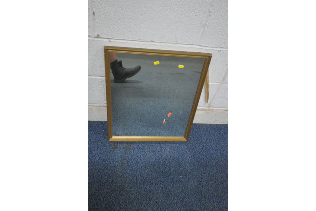 A GILT FRAMED WALL MIRROR, 82cm x 63cm, along with two other mirrors (condition report: teak - Image 4 of 4