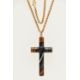A LATE VICTORIAN CARVED AGATE CROSS PENDANT WITH BELCHER CHAIN, large carved and polished brown - Image 2 of 5