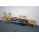 A PAIR OF BEECH HIGH CHAIRS, a mahogany drum table with two drawers, a demi-lune nest of three - Image 1 of 3