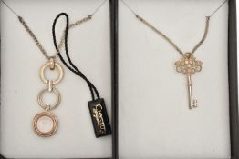 TWO 'CLOGAU' NECKLACES, the first a silver 'Ripple' necklace, designed as three circles, set with