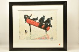 ALEXANDER MILLAR (SCOTLAND 1960) 'COWBOYS', a signed limited edition print depicting three men on