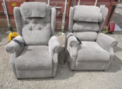 A PAIR OF COSI CHAIR ELECTRIC RISE AND RECLINE ARMCHAIRS, width 83cm x depth 81cm x height 111cm (