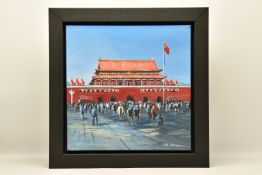 CSILLA ORBAN (HUNGARY 1961) 'TIANANMEN SQUARE', figures in the Chinese square with the 'Gate of
