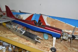 THREE VINTAGE HANDPAINTED BALSA WOOD KIT REMOTE CONTROL PLANES to include a balsa wood Chipmunk