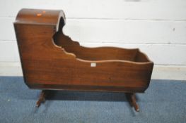 A GEORGIAN OAK ROCKING CRADLE, length 91cm x depth 59cm x height 70cm (condition report:
