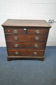 A GEORGIAN OAK CHEST OF TWO SHORT OVER THREE LONG DRAWERS, width 96cm x depth 52cm x height 94cm (