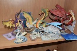 SIX ENCHANTICA DRAGON FIGURES, to include 'Grawlfang the Winter Dragon' limited edition with