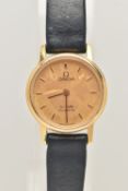 A LADIES 'OMEGA' WRISTWATCH, quartz movement, round gold dial signed 'Omega De Ville, Quartz', baton