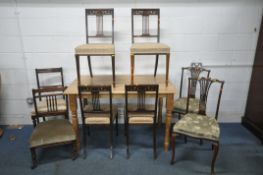 A SELECTION OF EDWARDIAN CHAIRS, to include a set of four mahogany chairs, and four others, along