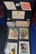 TWO ALBUMS containing 140 early-mid 20th century Postcards featuring an unusual mix of written