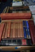 TWO BOXES OF BOOKS containing twenty-eight antiquarian titles in hardback, some leather bound format