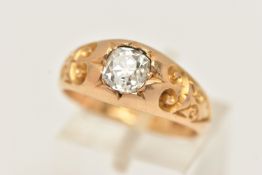 A LATE VICTORIAN 18CT GOLD DIAMOND RING, a single old mine cut diamond, estimated diamond weight 0.