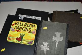 FIVE ALBUMS of late 19th - early 20th century Ephemera, album 1 contains Postcards, Programmes,