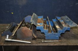 TWO METAL TOOLBOXES CONTAING AUTOMOTIVE TOOLS including King Dick ratchet and sockets 1/2in and 3/