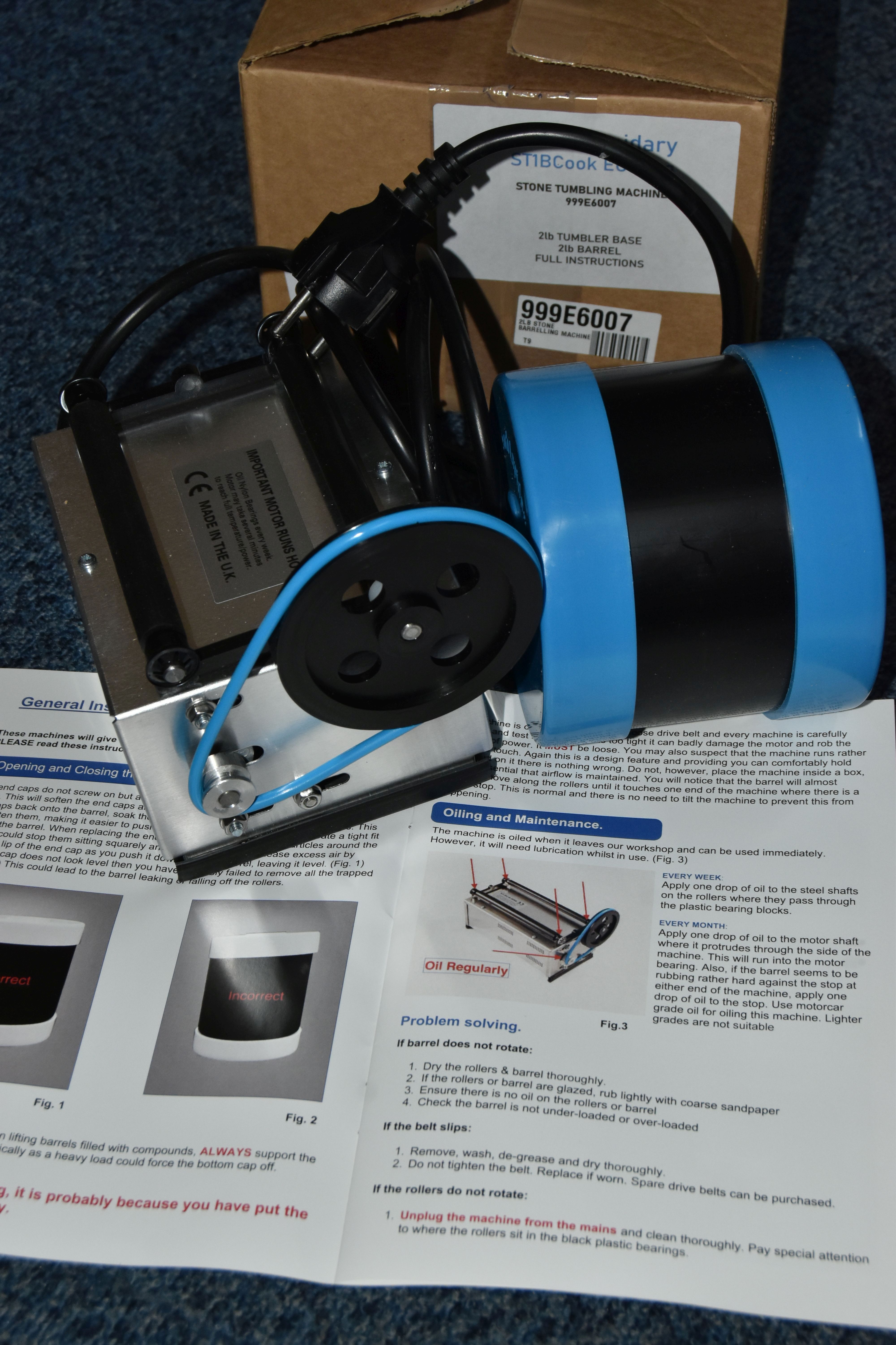 A BOXED 'BEACH LADPIDARY ST1BCOOK, STONE TUMBLING MACHINE', 2lb tumbler, with instructions, - Image 2 of 2