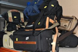A SELECTION OF CAMERA AND CAMERA EQUIPMENT CASES, included a black and brown cannon case, Pullman,