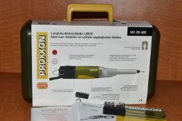 A PROXXON LONG NECK STRAIGHT DRILL GRINDER, UK plug, (condition report: new in box, not tested, we
