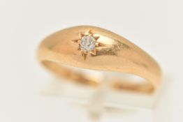 EARLY 20TH CENTURY 18CT GOLD DIAMOND RING, a single old cut diamond, prong set in a yellow gold star