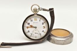 A MILITARY ISSUE 'HELVETIA' OPEN FACE POCKET WATCH, base metal, manual wind open face watch, round
