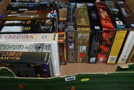 A BOX OF PC BIG BOX VIDEO GAMES, includes Deus EX, System Shock 2, Diablo Tomb Raider, Tomb Raider