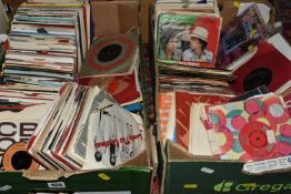TWO BOXES OF 45 R.P.M RECORDS, approximately 300, 1960's, 1970's, rock and roll, pop, rock