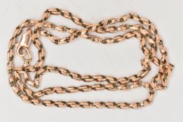 A 9CT GOLD CHAIN NECKLACE, a tulip link chain, fitted with a lobster clasp, approximate length