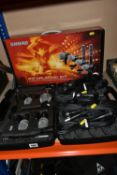 A SHURE PG DRUM MIC KIT to include six microphones in original carry case and box , six XLR cables