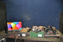 A HP SLIM 290 MINI COMPUTER TOWER, SCREEN, KEYBOARD AND MOUSE with two power suppliers (tower