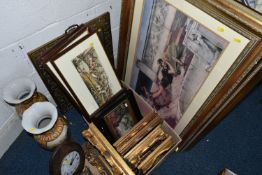 TWO BOXES AND LOOSE FRAMED PICTURES AND SUNDRIES, to include five small pictures with large