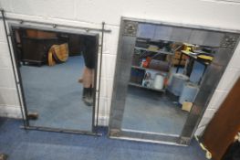 THE BLUEBIRD MIRROR COMPANY LIMITED, A CONTEMPORARY METAL FRAME BEVELLED EDGE WALL MIRROR, 111cm x
