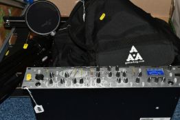 A BOX AND LOOSE MUSIC ACCESSORIES, to include a Focus rite Platinum Voice Master Pro, a Pure Tone