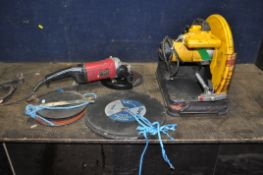 A DeWALT DW28700 14in CUT OFF SAW with spare blades and a CK 7000 angle grinder with spare blades (