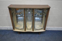 A 20TH CENTURY FORMICA DISPLAY CABINET, with two glass doors, with floral decoration, width 106cm