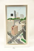 CRAIG ALAN (AMERICA 1971) 'DYNAMIC GROWTH', Spiderman and a T-Rex are in cityscape setting, signed