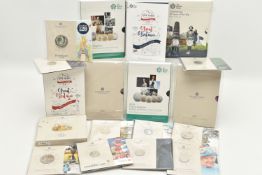 A PLASIC TUB CONTAINING ROYAL MINT ALBUMS AND CARDED COINS. to include 2x Great British Coin Hunt