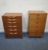 AVALON, A MID CENTRUY TEAK CHEST OF SIX DRAWERS, width 61cm x depth 46cm x height 111cm, along
