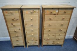A MODERN PINE CHEST OF TWO SHORT OVER SIX LONG DRAWERS, width 72cm x depth 41cm x height 126cm,