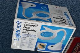A BOXED 'LIGHTCRAFT' COMPACT FLEXI MAGNIFIER LAMP, 12W daylight lamp with glass magnifier lens and