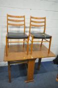 A MID CENTURY TEAK EFFECT DROP LEAF TABLE, open width 121cm x closed width 26cm x depth 75cm x