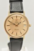 A GENTS 'OMEGA ELECTRONIC' WRISTWATCH, round gold tone dial signed 'Omega Electronic F 300 Hz De