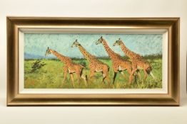 ROLF HARRIS (AUSTRALIAN 1930-2023) 'FOUR GIRAFFES' a limited edition print on board, 35/195