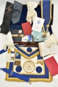 A CASED SET OF MASOINC REGALIA, from the Sutherland Lodge of Unity, to include a silver medal with