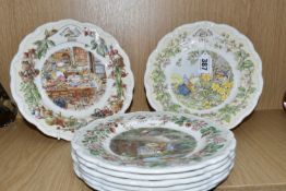 EIGHT ROYAL DOULTON BRAMBLY HEDGE YEAR PLATES, comprising 1996, 1997, 1998, 1999, 2000, 2001, 2002