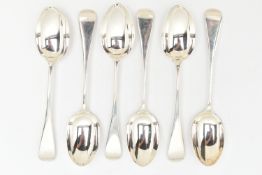 SIX LATE VICTORIAN SILVER DESSERT SPOONS, all with hallmarks for London 1894, approximate total