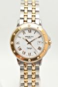 A 'RAYMOND WEIL' TANGO WRISTWATCH, quartz movement, round white dial, signed 'Raymond Weil' Geneve