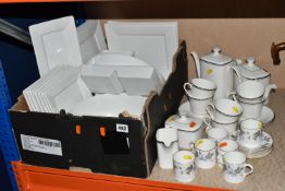 A BOX AND LOOSE CERAMIC DINNER AND TEA WARES comprising six Royal Worcester June Garland coffee cups