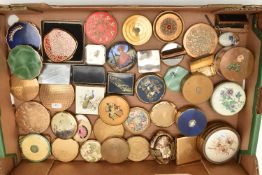 A LARGE SELECTION OF COMPACTS ETC., to include 6 trinket boxes, a Stratton lipstick holder and
