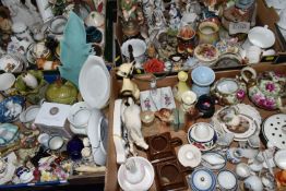 FOUR BOXES AND LOOSE CERAMIC GIFTWARE AND ORNAMENTS, to include a West German vase 4215/2 with