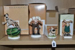 FOUR BOXED ROBERT HARROP WALLACE & GROMIT 'THE CURSE OF THE WERERABBIT' RESIN FIGURES, comprising